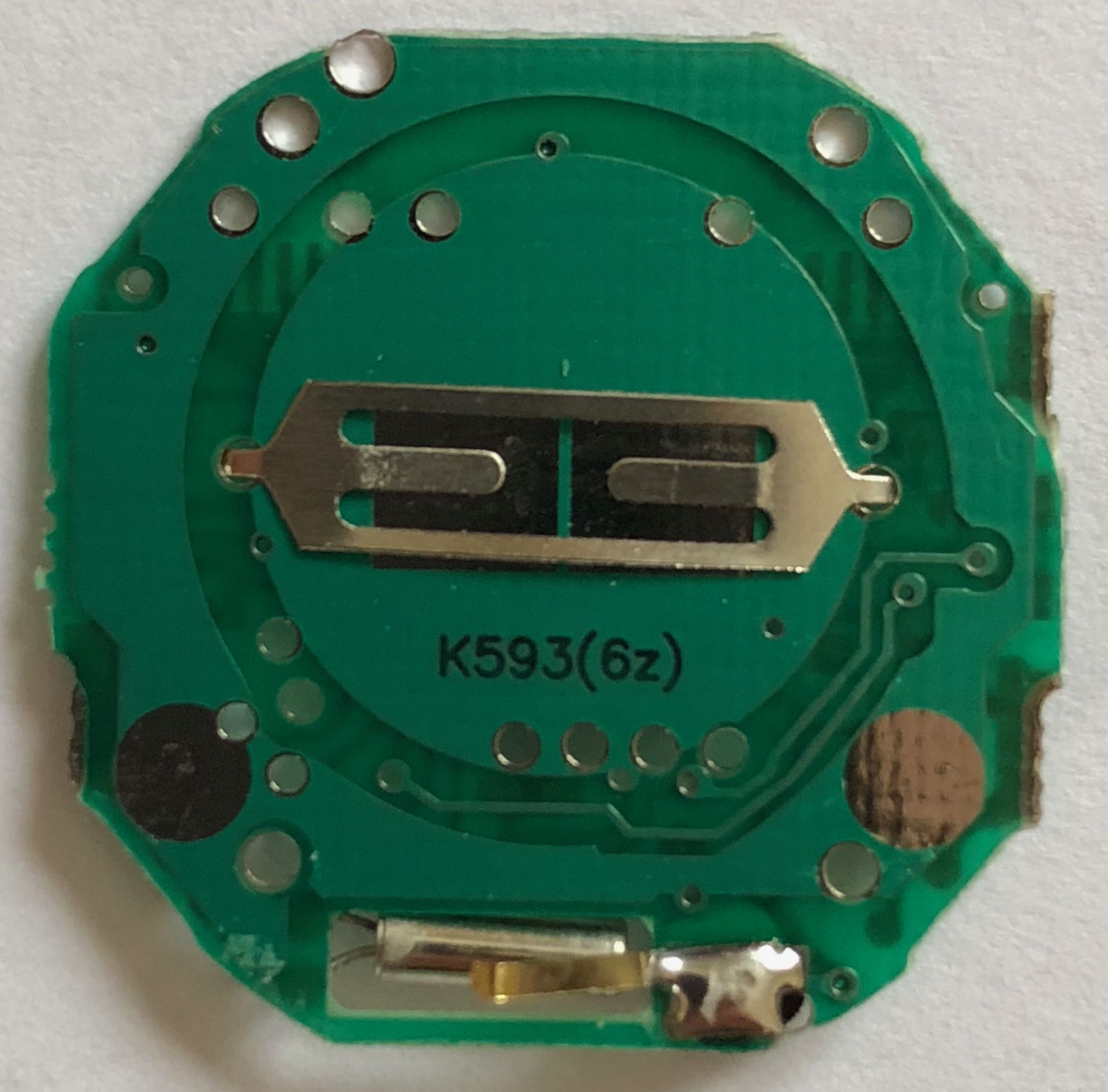 Rear of fake Casio F91-W circuit board